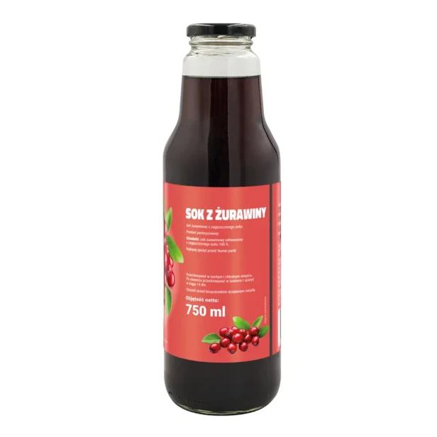 Sok z żurawiny bez dodatku cukru 750 ml