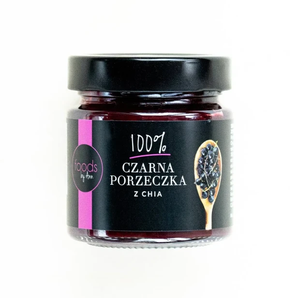 Dżem z czarnej porzeczki z nasionami chia bez dodatku cukru 200 g