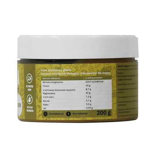 Krem pistacjowy smooth bez dodatku cukru 200 g