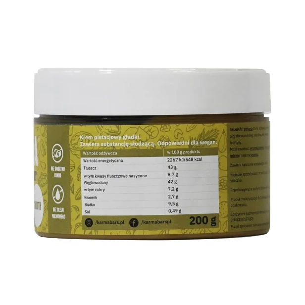 Krem pistacjowy smooth bez dodatku cukru 200 g