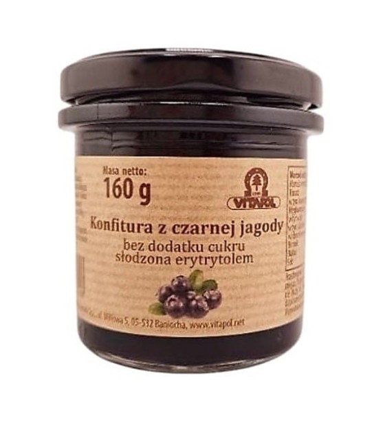 Konfitura z czarnej jagody słodzona erytrytolem bez cukru 160g