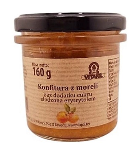 Konfitura z moreli słodzona erytrytolem bez cukru 160g