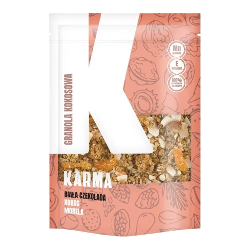 Granola z białą czekoladą, kokosem i morelą Karma 250g